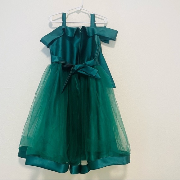 Elegant Green girl kid dress size 7y formal tulle event party emerald green - Picture 10 of 11